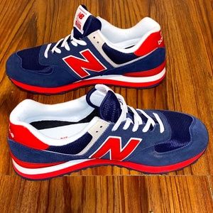 BLUE & RED NEW BALANCE 574, MEN'S SIZE 14, NWOT